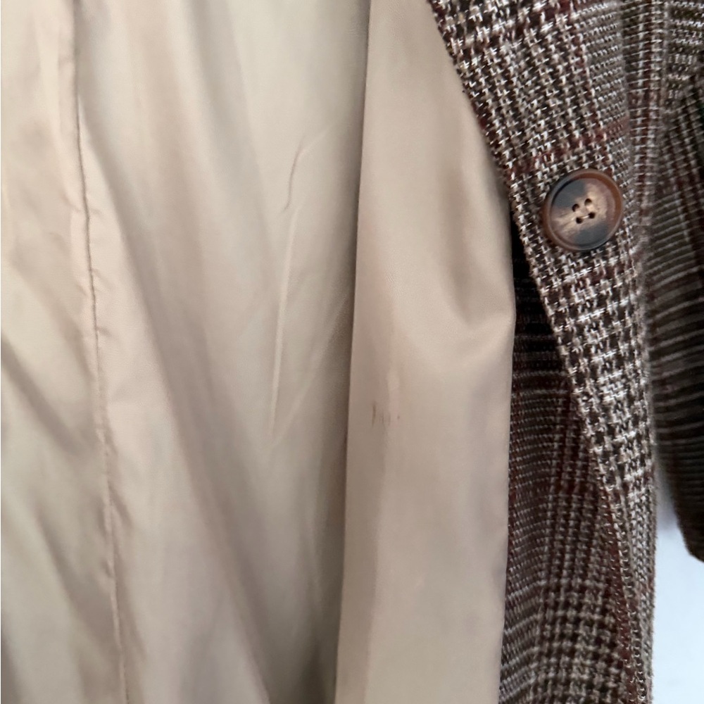 SHEIN Brown Plaid Long Trench Coat - Picture 4 of 11